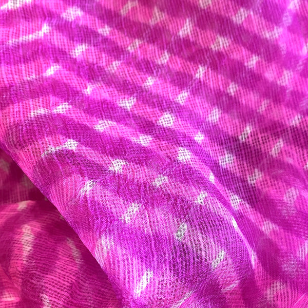 Sale, Hot Pink Sheer Chiffon Whisper-Light Kota Doria 'Plaid' from India By the Yard  #TK-57