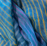 SALE, Teal/Gold/Magenta Sheer Chiffon Whisper-Light Silk/Cotton from India By the Yard  #TK-56