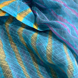 SALE, Teal/Gold/Magenta Sheer Chiffon Whisper-Light Silk/Cotton from India By the Yard  #TK-56