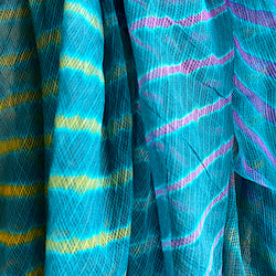 Teal/Gold/Magenta Sheer Chiffon Whisper-Light Kota Doria from India By the Yard  #TK-56