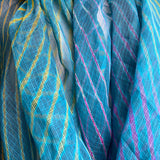 SALE, Teal/Gold/Magenta Sheer Chiffon Whisper-Light Silk/Cotton from India By the Yard  #TK-56