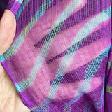 Running Low, Purple Rainbow Sheer Chiffon Whisper-Light Silk/Cotton? Kota Doria from India By the Yard  #TK-58