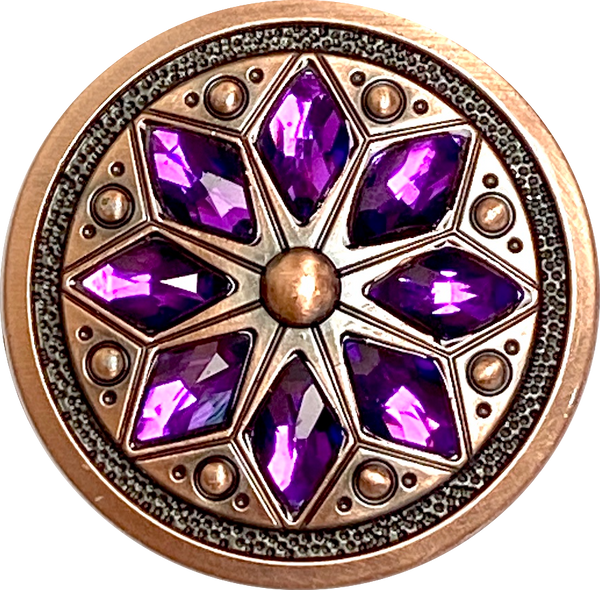 Purple/Copper 1-1/2" Tucson Fire Flower Concho 1.5" Screw Back  #SWH-113