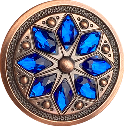 Re-Stocked, Royal Blue/Copper 1-1/2" Tucson Fire Flower Concho 1.5" Screw Back  #SWH-114