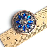 Royal Blue/Copper 1-1/2" Tucson Fire Flower Concho 1.5" Screw Back  #SWH-114