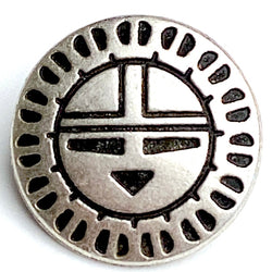 Zuni Sun Face Shank Back Antique Silver Color Metal Button 11/16" #MV-7