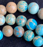 Rustic Round Stone Beads, Mud Aqua, 8mm / 5/16"  Strand of 50 Beads,  #LP-28