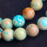 Rustic Round Stone Beads, Mud Aqua, 8mm / 5/16"  Strand of 50 Beads,  #LP-28