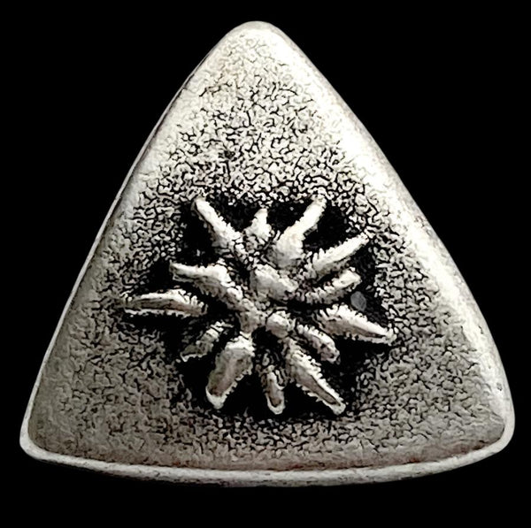 Edelweiss Triangle Silver Metal Shank Back Button 7/8" #FJ-148