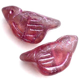 Raspberry Bird, Czech Glass 7/8" Embellishment/Bead,  #L260