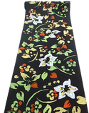 Black Tropical Floral Vintage Kimono Silk Crepe from Japan By the Yard  #730