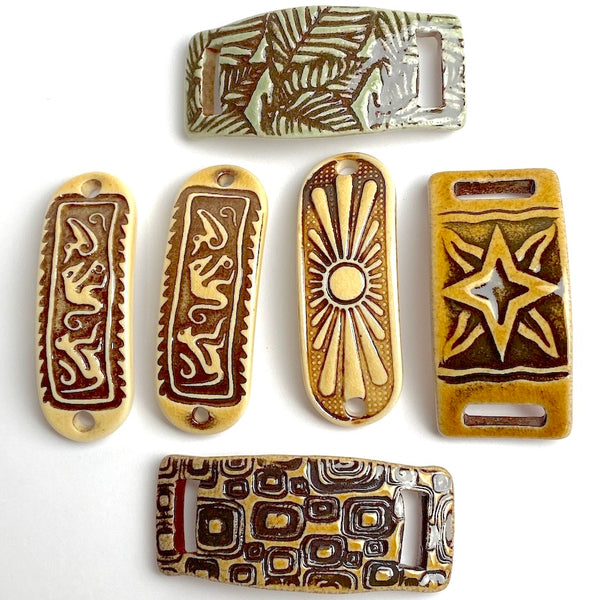 Bracelet Components, Porcelain, 6 Pieces Various Styles, from Clay River Designs #CR-6