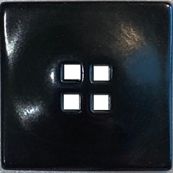 Re-Stocked, Black Square 11/16" Corozo Button, Five Squares Tagua Nut "Vegetable Ivory", 17mm   #SK-521
