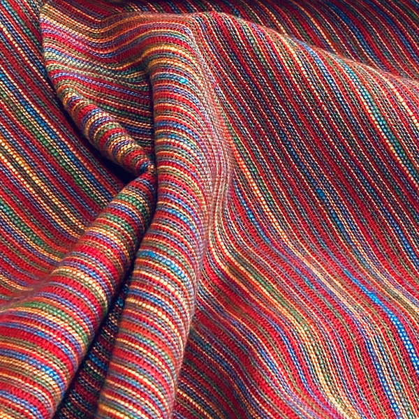 DEEPER SALE Red Chile Abstract Stripe Woven Cotton from India By the Yard  #CHL-31
