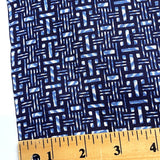 Indigo Blue Yukata, Kimono Cotton "Basketry" Print from Japan By the Yard  #232