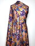 Silk Charmeuse Print, Abstract Oranges/Purples, Liquid Drape 45" x 141" PIECE #SR-42