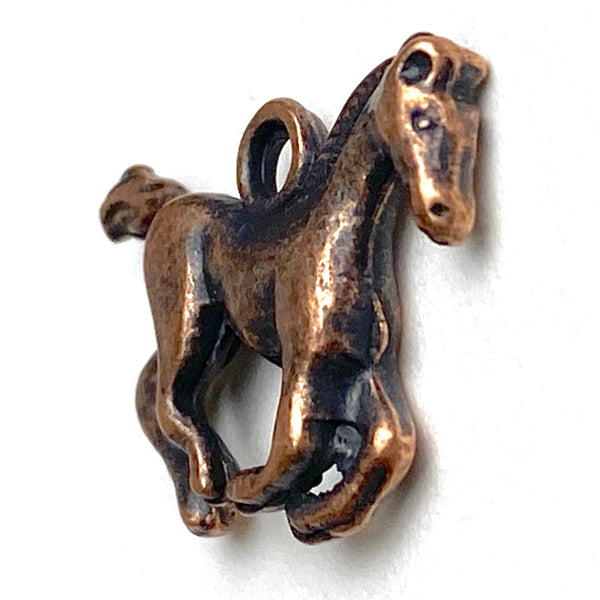 SALE.  Copper Horse Running, Metal Pendant/Charm, Set of FOUR 3/4" /19mm Copper Color,  #MV-10