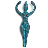 Goddess Pendant, Turquoise/Copper Mykonos Metal 2"  Greece #MV-9