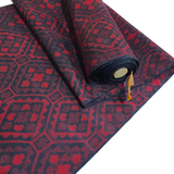 DEEPER SALE Red/Black Connected Octagons "Shokko" Vintage Kimono Silk from Japan By the Yard   #853
