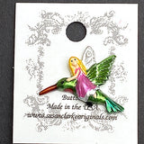 Fairy on Hummingbird Metal Button 1", Shank Back, Bright Pink Dress  #SC-554