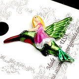 Fairy on Hummingbird Metal Button 1", Shank Back, Bright Pink Dress  #SC-554