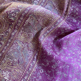 SALE, Purple Orchid Paisleys + Calico Vintage Silk Sari, 43" x 5.75 yards,  Saree #SR47