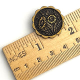 Two Daisies, 7/8" Antique Brass, 23mm Shank Back Metal Button  #FJ-150