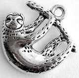 Sloth Charm/Pendant, Metal Alloy Shiny Silver Color, 3/4" SLOTH   #MV-13