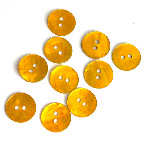 1/2" Golden Yellow Pearl Shell 2-hole Button, Pack of TWELVE Buttons   #116-D-12