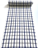 Cotton Plaid from Japan, White/Navy/Gray Yarn-Dyed Kimono Yukata By the Yard #250