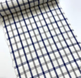 Cotton Plaid from Japan, White/Navy/Gray Yarn-Dyed Kimono Yukata By the Yard #250