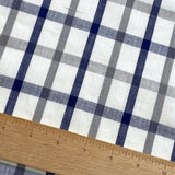 Cotton Plaid from Japan, White/Navy/Gray Yarn-Dyed Kimono Yukata By the Yard #250