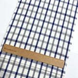 Cotton Plaid from Japan, White/Navy/Gray Yarn-Dyed Kimono Yukata By the Yard #250