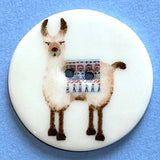 SALE, Llama Artisan Porcelain Button, 1-1/8" Round 2 hole, by Kate Holliday