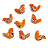 Orange Star-Bird Porcelain Bead, 3/4"   #LP-02