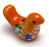 Orange Star-Bird Porcelain Bead, 3/4"   #LP-02