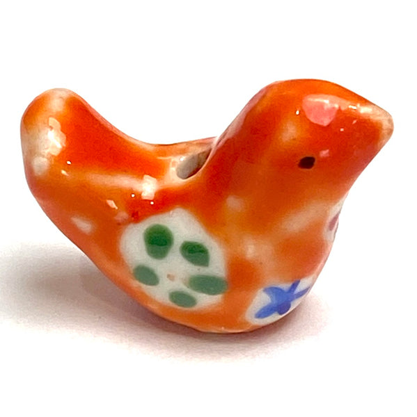 Running Low, Orange Star-Bird Porcelain Bead, 3/4"   #LP-02