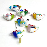 Re-Stocked, Glass Bird Beads Handmade Lampwork Mixed Colors 1-1/8" x 3/4"   #LP-05