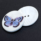 SALE - Blue Butterfly Artisan Porcelain Button 1-1/8" 2-Hole, Hand Made by Kate Holliday, London