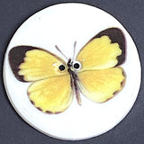 SALE, Yellow Butterfly Button, Larger Size, 2 Holes, Handmade Porcelain, 1.5" by Kate Holliday, UK.