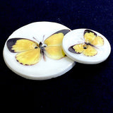 SALE Yellow Butterfly Artisan Porcelain Button, 7/8" Smaller Size, by Kate Holliday, London