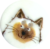 Running Low, Siamese Cat Button - Artisan Handmade Porcelain 1-1/8" 2Hole from the UK.