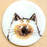 Running Low, Siamese Cat Button - Artisan Handmade Porcelain 1-1/8" 2Hole from the UK.