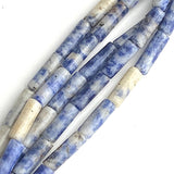 Blue Spot Jasper Gemstone Cylinder Tube Beads, 13mm x 4mm, Strand of 27-30 Beads  #LP-07