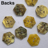 Hexagon Moonrise Mother of Pearl Buttons 1/2" / 9/16", Iridescent, Pack of 12 for $5.00  #LP-09/12
