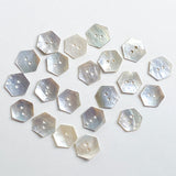 Hexagon Mother of Pearl Buttons 7/16"- 1/2", Iridescent, Pack of 12 for $5.00  #LP-10