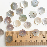 Hexagon Moonrise Mother of Pearl Buttons 1/2" / 9/16", Iridescent, Pack of 48 for $7.00  #LP-0948