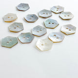 Hexagon Moonrise Mother of Pearl Buttons 1/2" / 9/16, Iridescent, Pack of 12 for $5.00  #LP-09