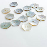Hexagon Moonrise Mother of Pearl Buttons 1/2" / 9/16", Iridescent, Pack of 48 for $7.00  #LP-0948