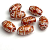 Tribal Acorn Hand Made Chubby Oval Porcelain Bead 5/8" / 15mm,  #LP-11